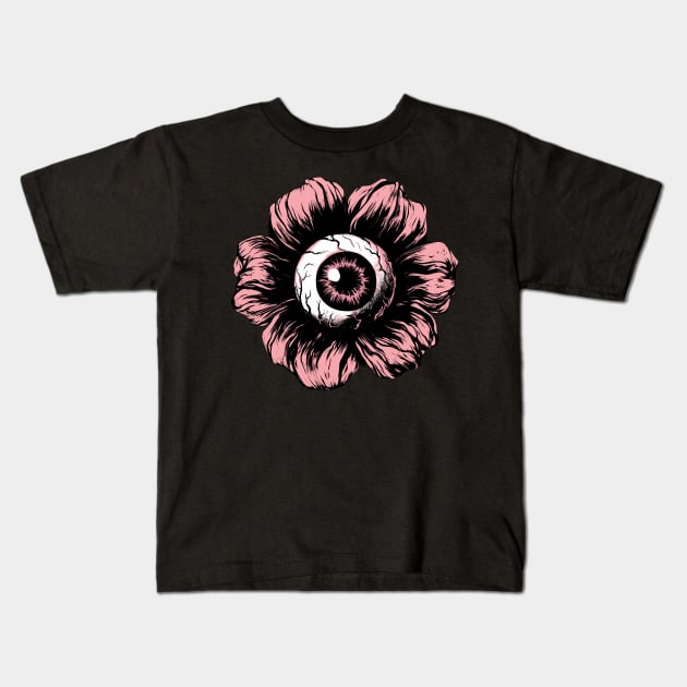 Flower eyeball trippy Kids T-Shirt by Evgmerk